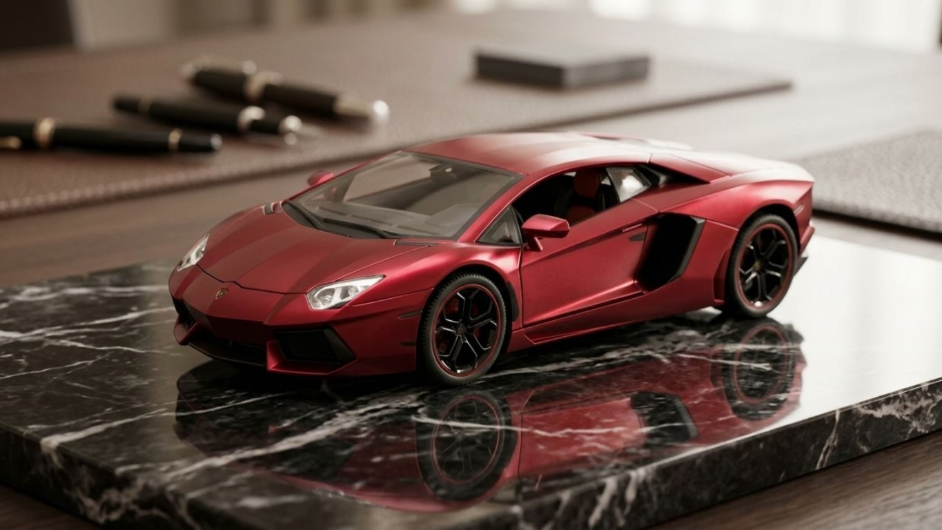 Matte red Aventador front three-quarter